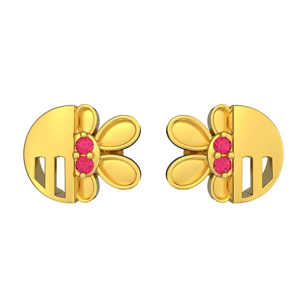 Charming Bunny design Gold Studs
