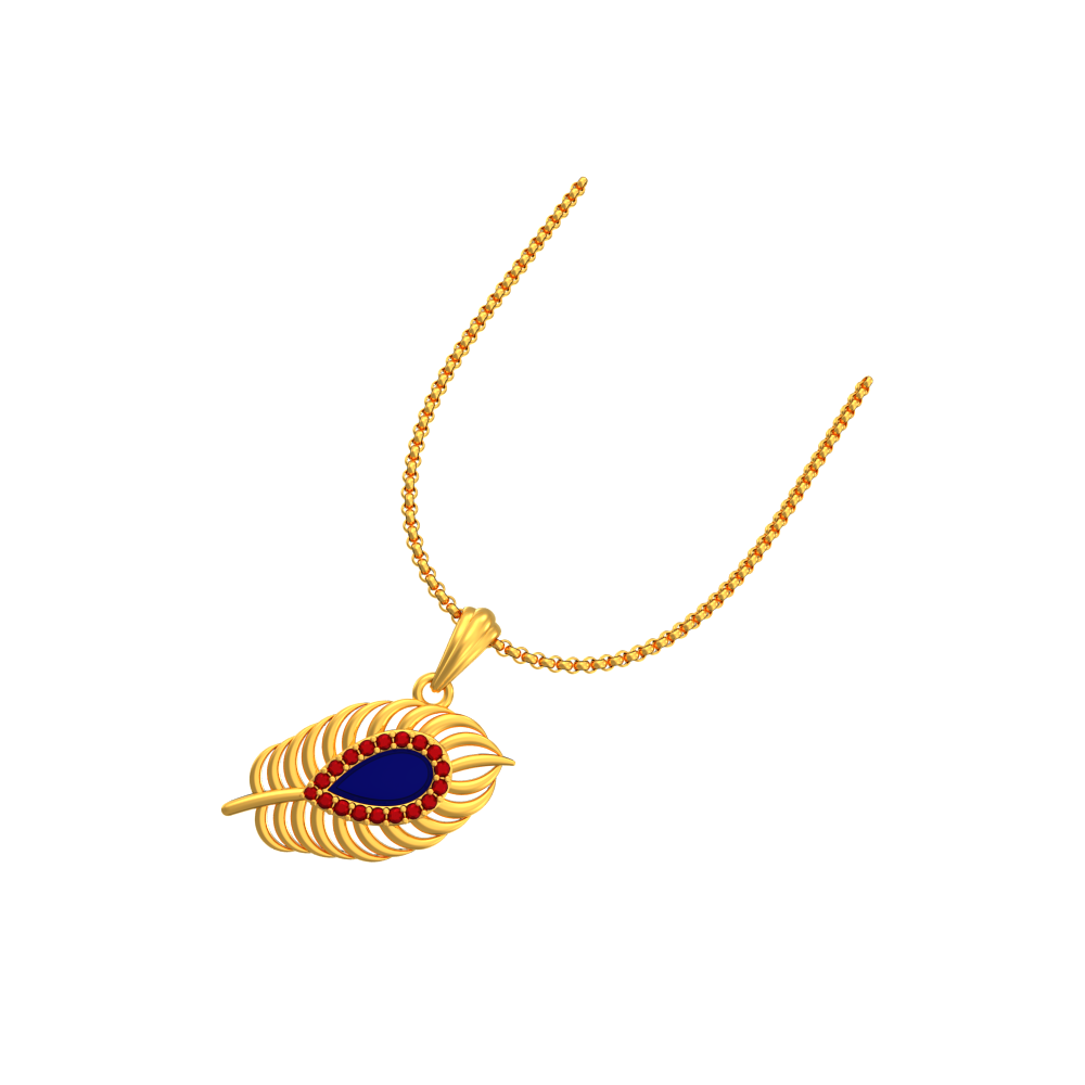 Feather Enamel Pendant
