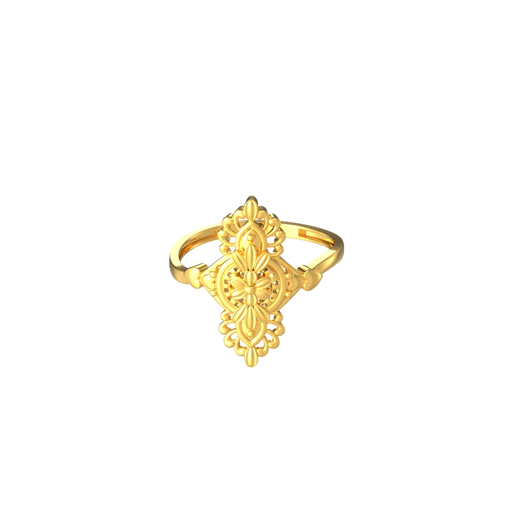 Floral Gold Burfi Ring