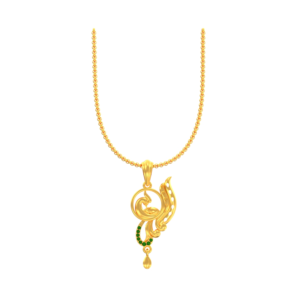 Flourishing Golden Peacock Pendant