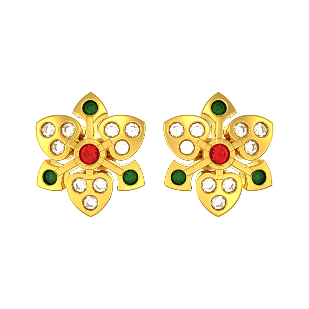 Golden Sunburst Blossoms Studs