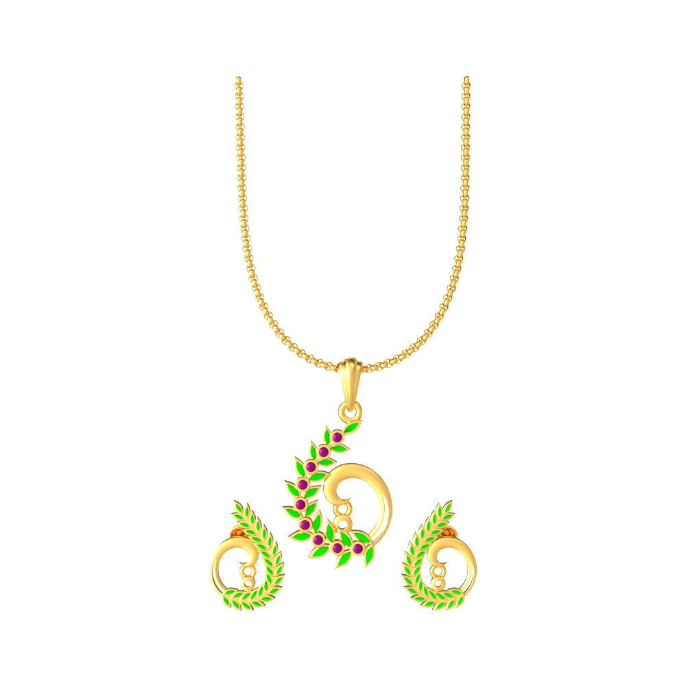 Modern-Leaves-Pendant-set