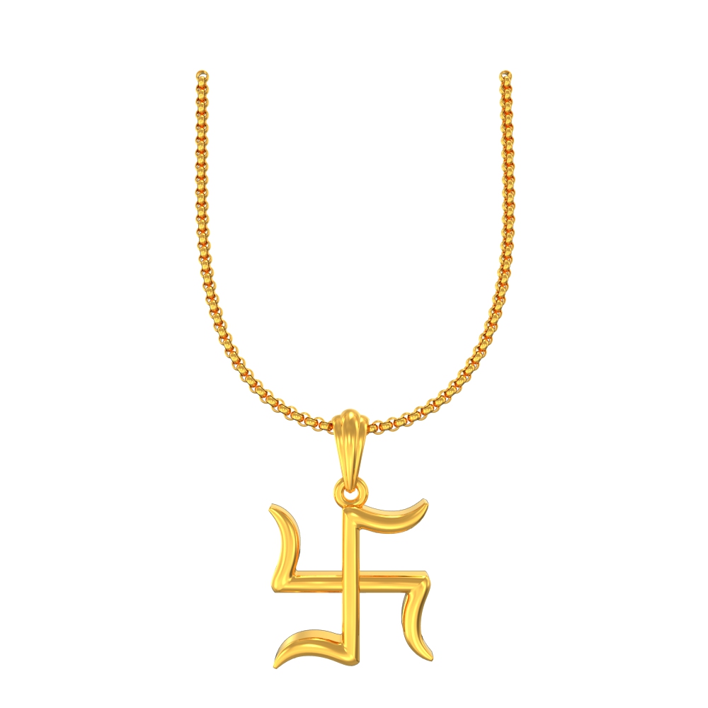 Plain Swasthika Golden Pendant
