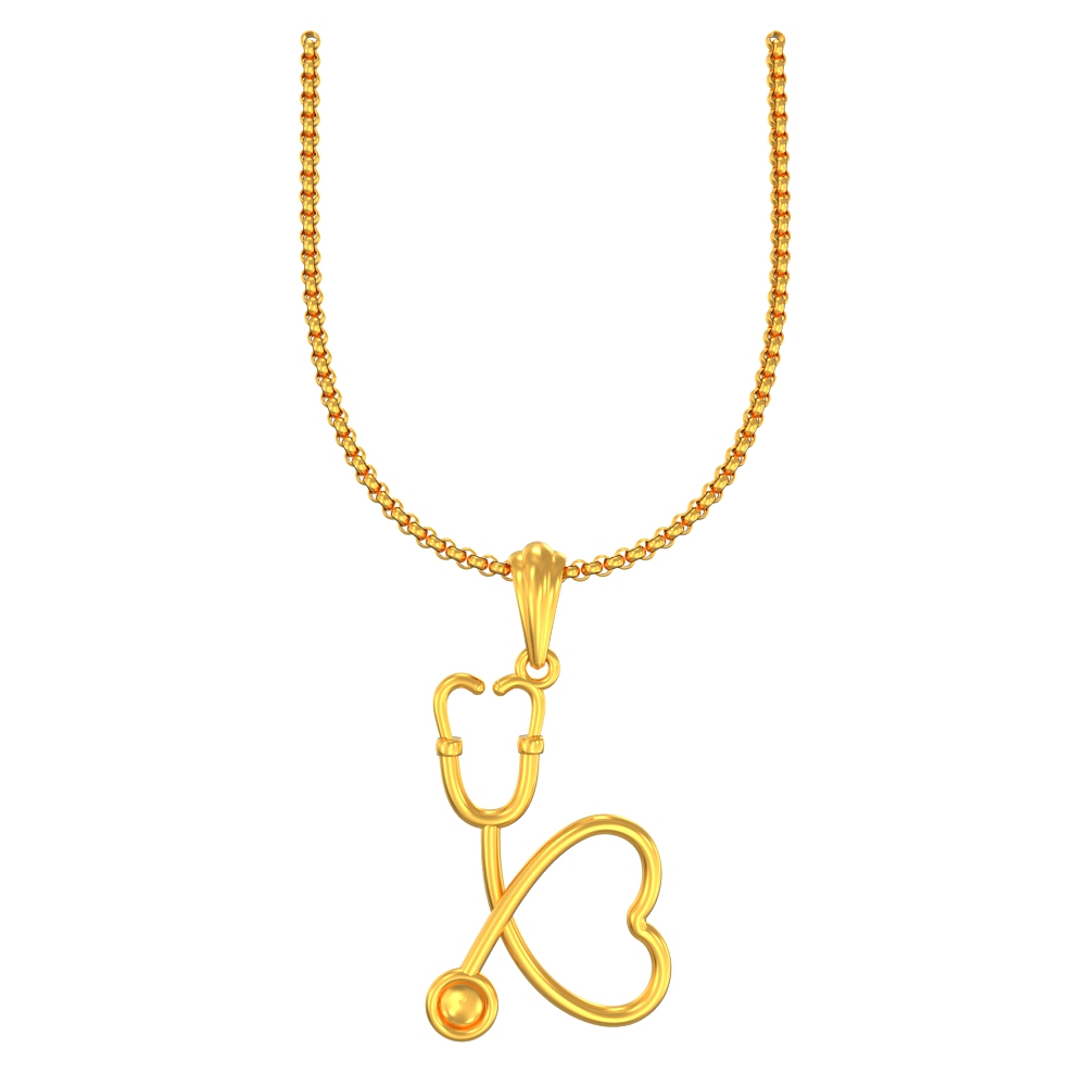 Real Gold Stethoscope Pendant