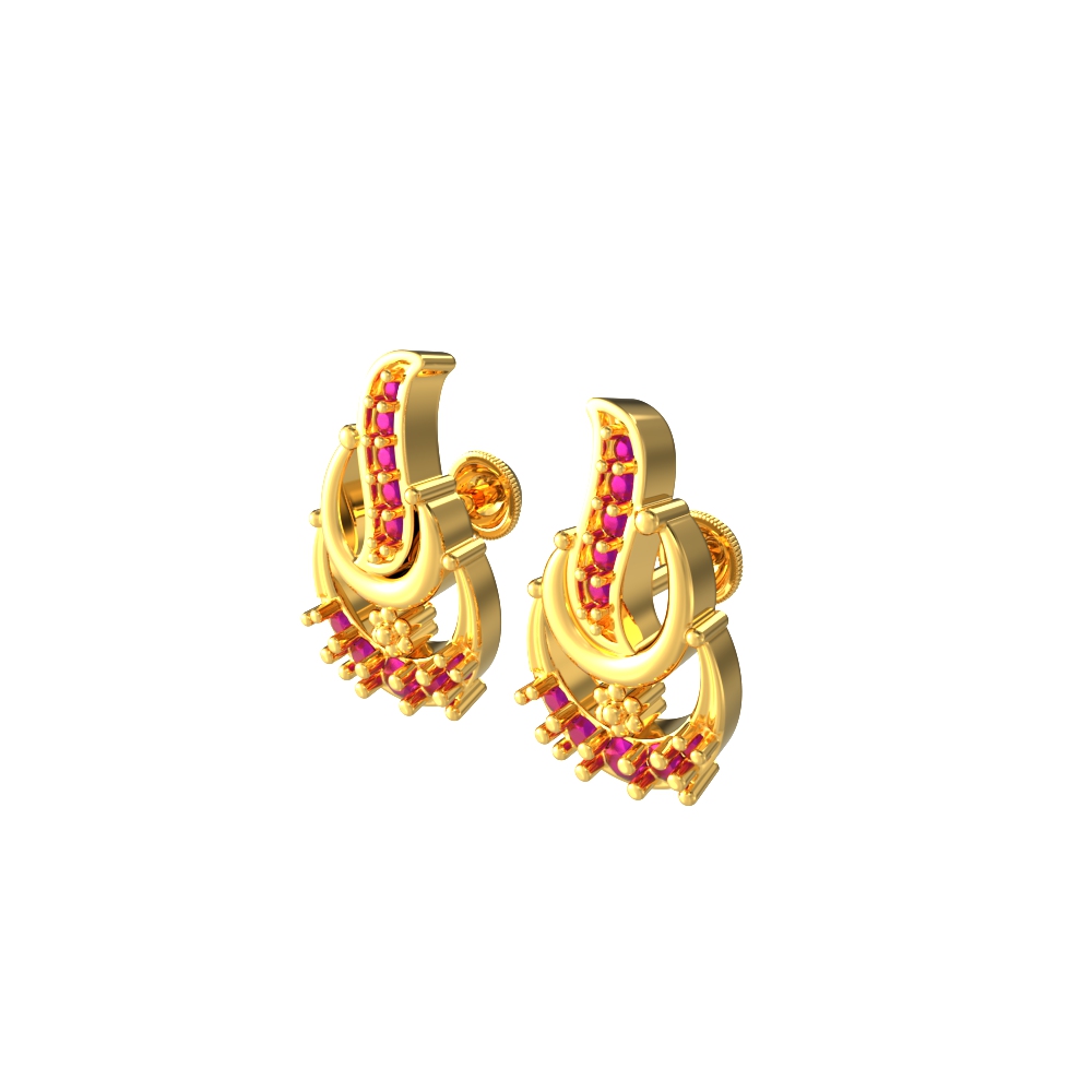 Simple Curve Design Gold Studs