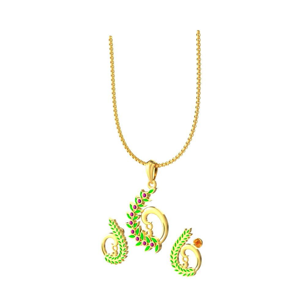 Trendy-Modern-Leaves-Pendant-set