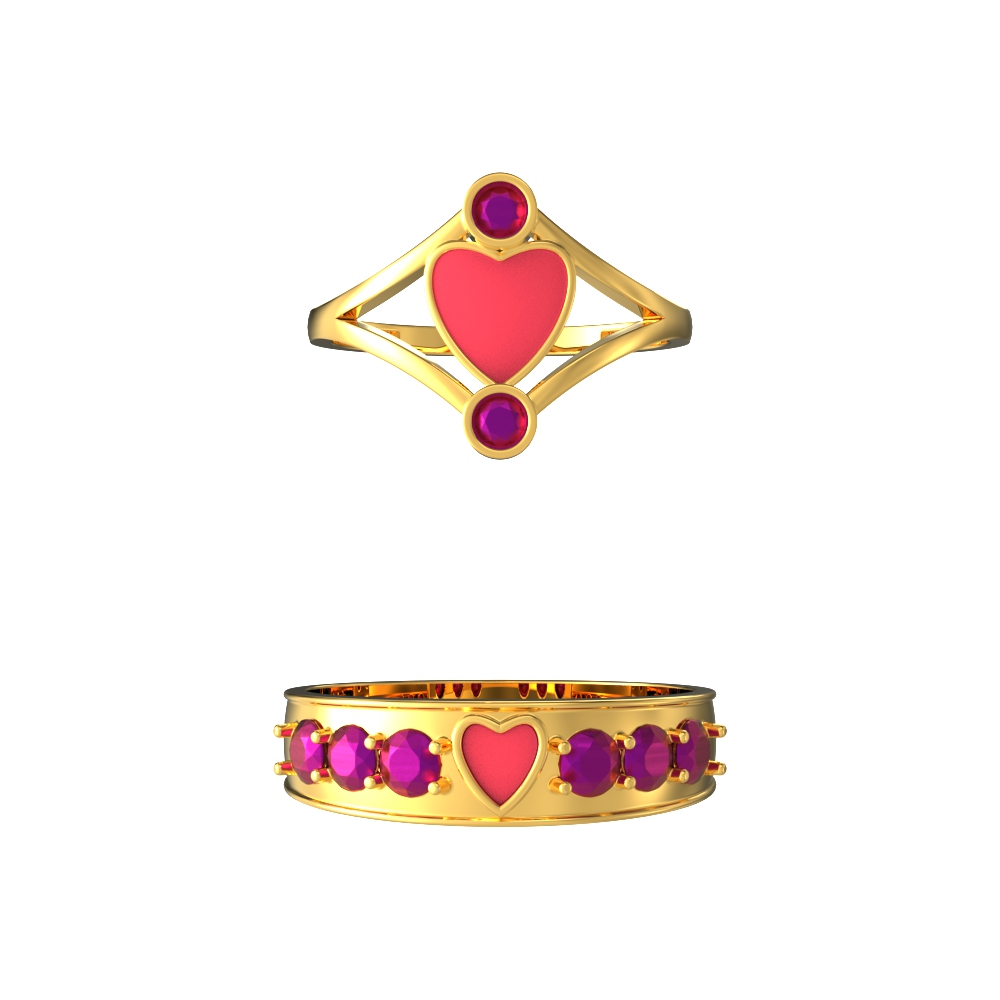 Unique Heart Couple Rings Gold