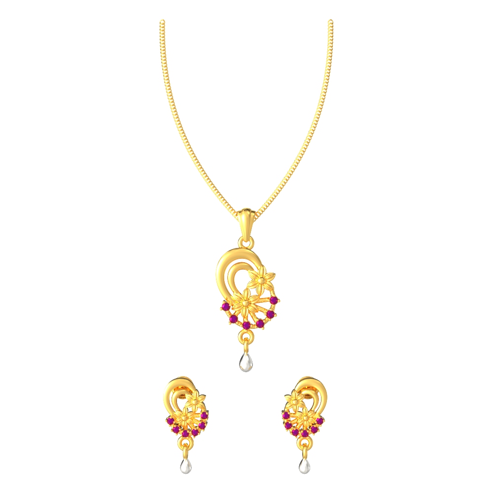 Charming-Floral-Design-Pendant-Set