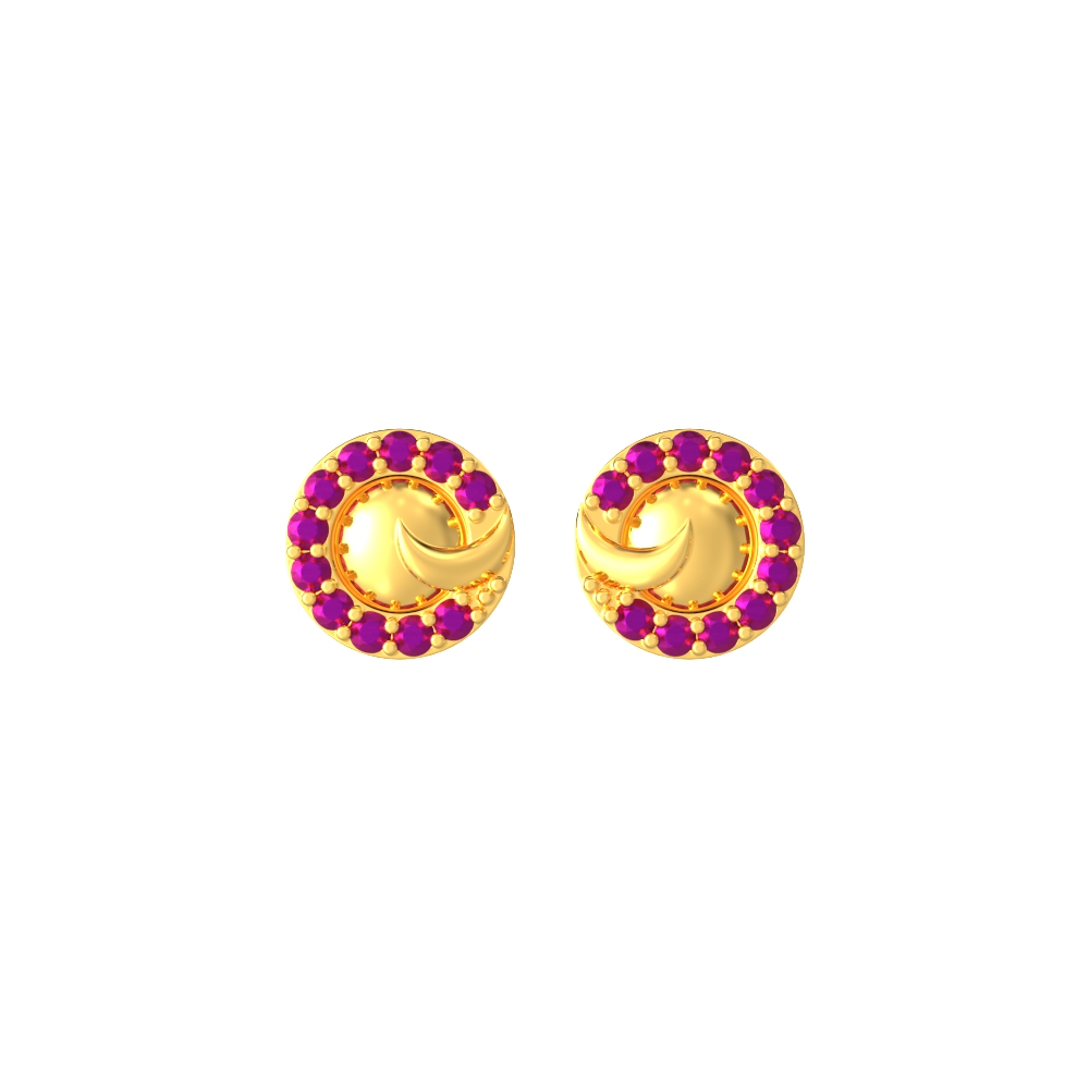 Circular Charm Stud Earrings