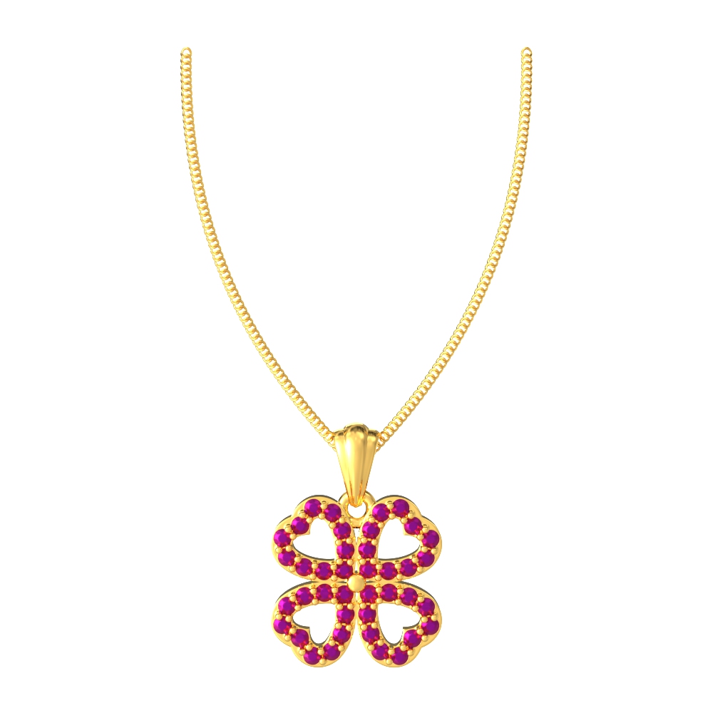 Floral Hearty Stoned Gold Earring