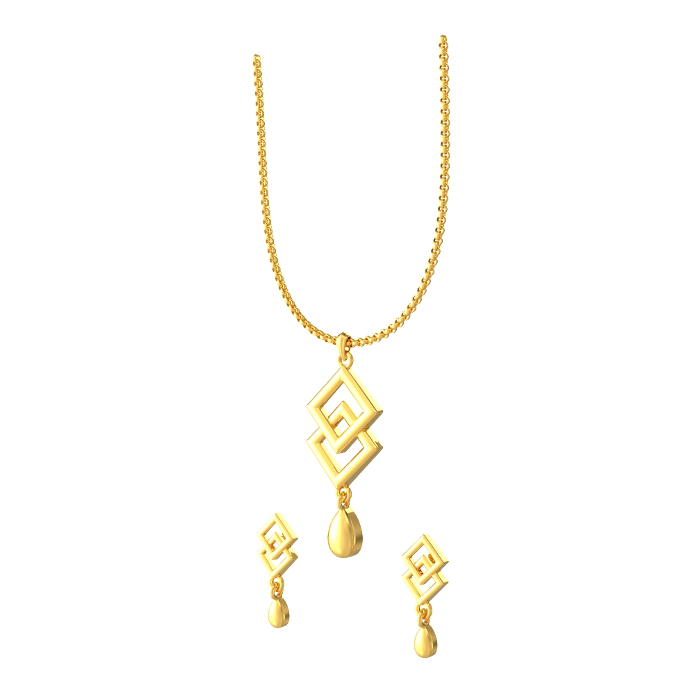 New Modern Square Pattern Pendent Set