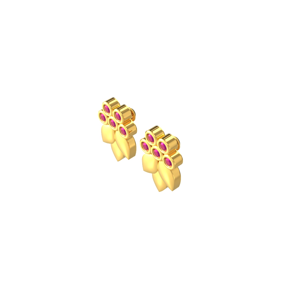 Tri Petal Floral Gold Earring Chennai