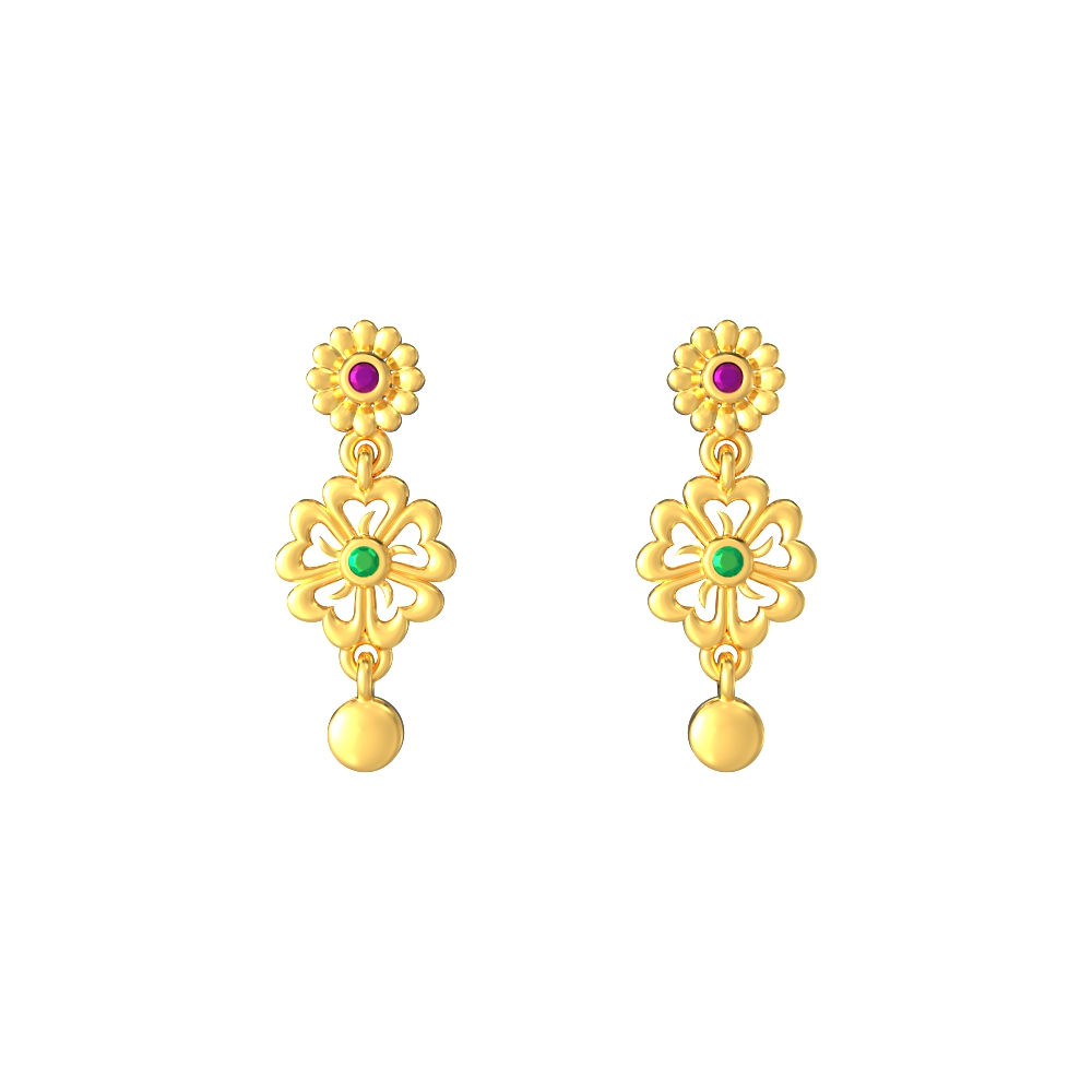 Blooming-Floral-Design-Gold-Earrings