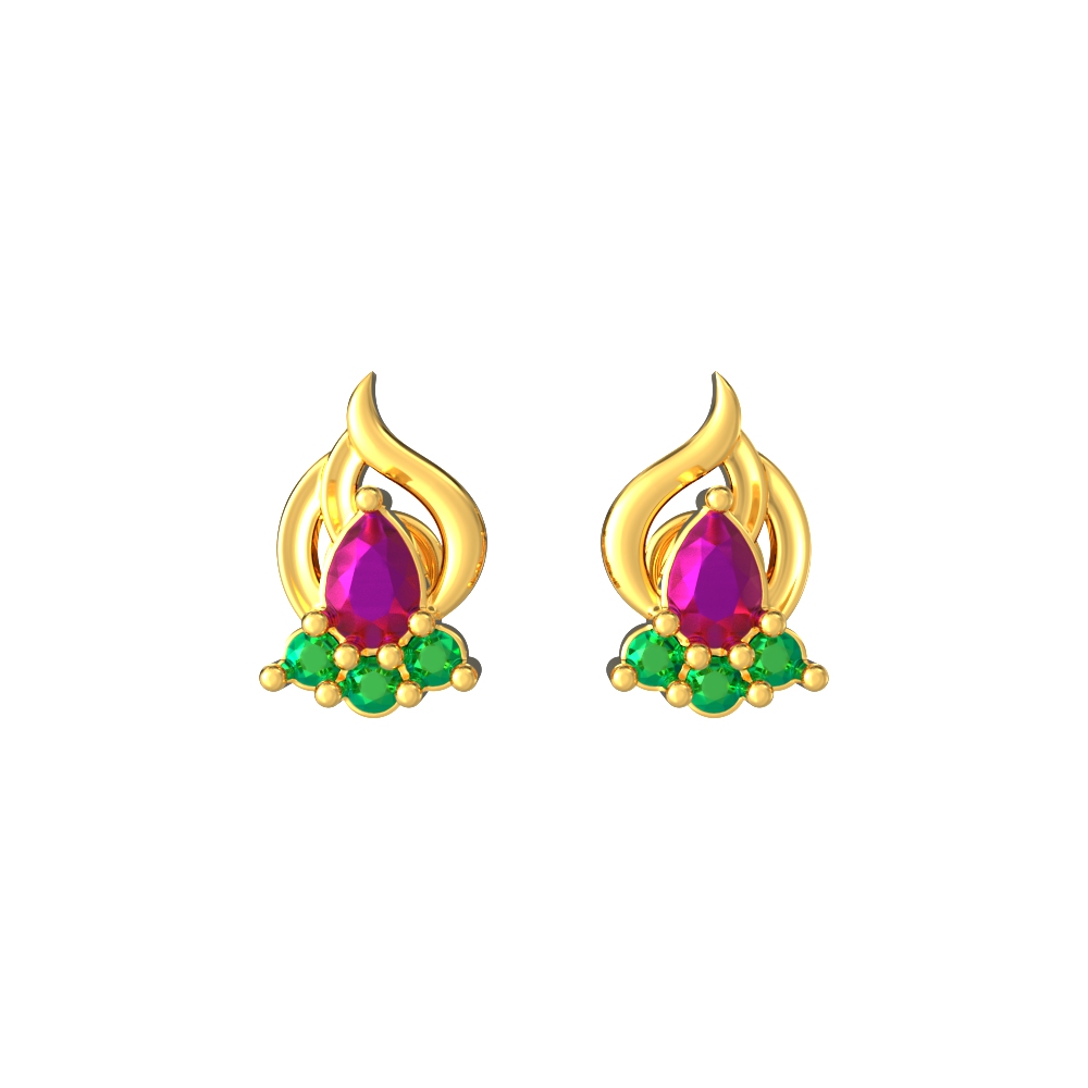Floral-Leaf-Design-Gold-Stud