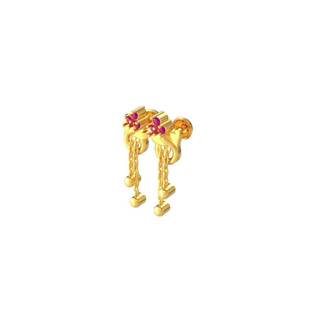 Charming Dangle Heart Gold Earring chennai