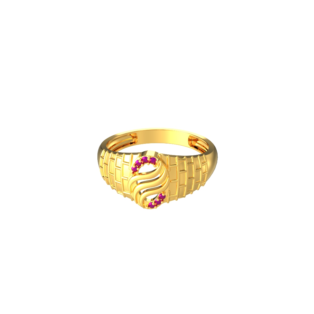 Geometric oval Mens Gold Ring