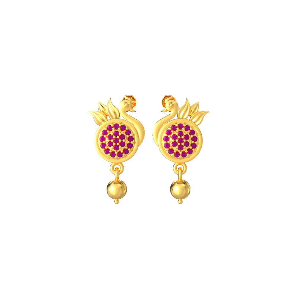 Peculiar Peacock Gold Earring