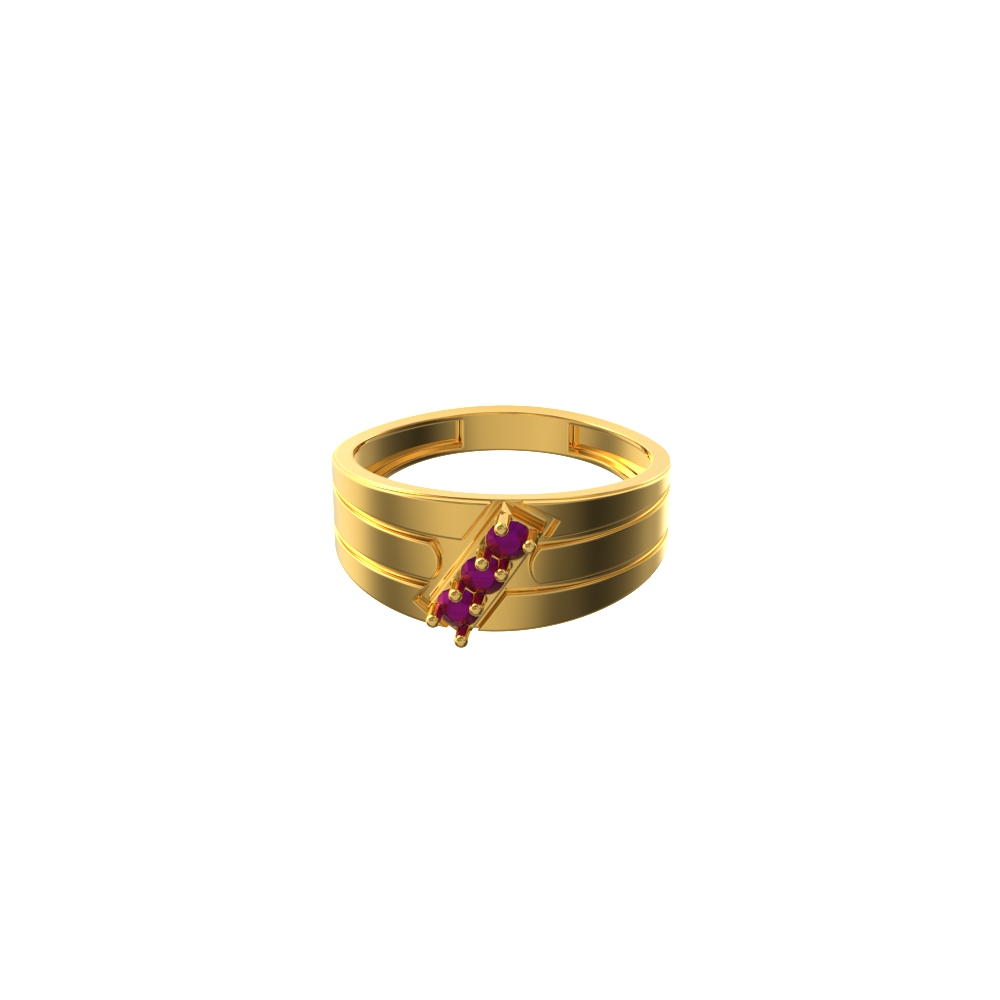 Slashy Stone Mens Gold Ring