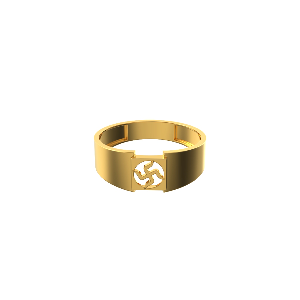 Swastik Gold Mens Ring