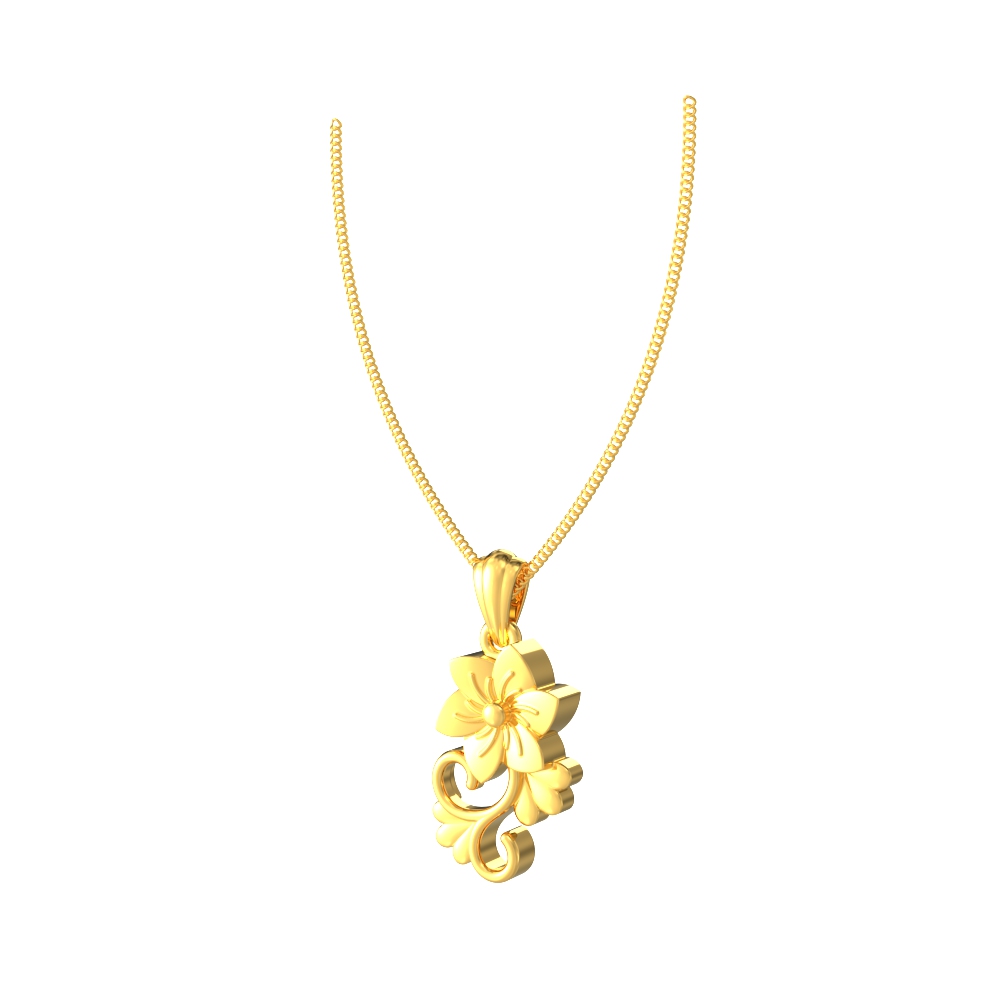 Yellow Gold Floral Design Pendant-r