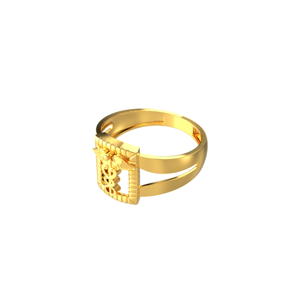 Doctor's Caduceus Symbol Engraved Gold Ring-new