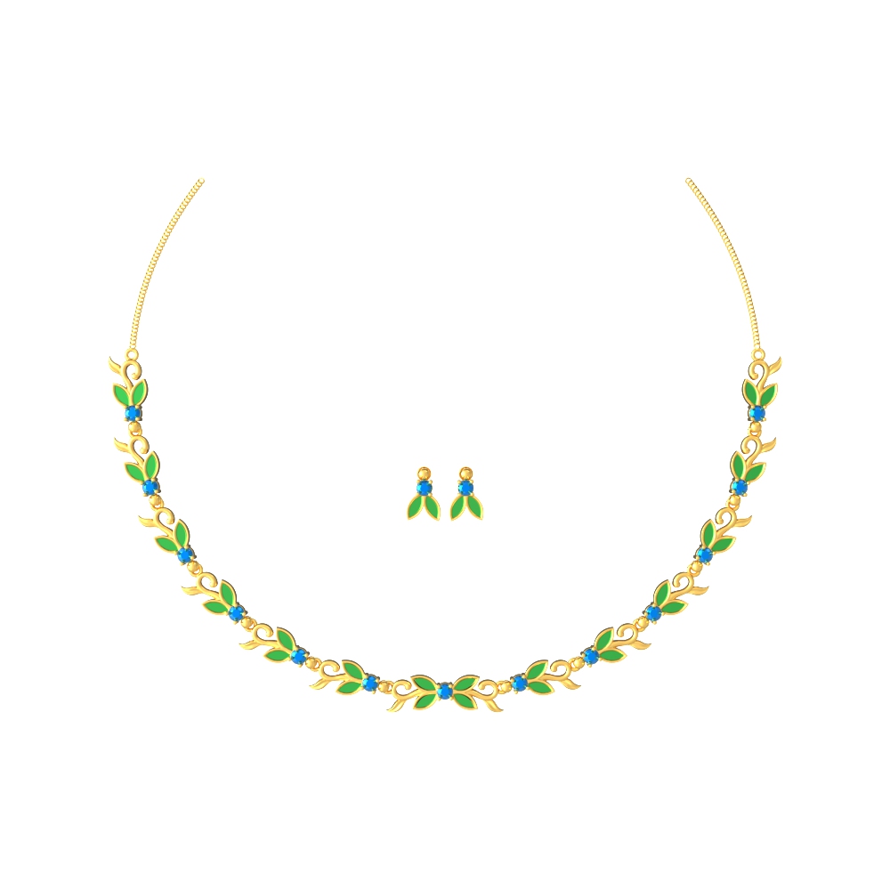 Golden-Leaflet-Necklace-Set