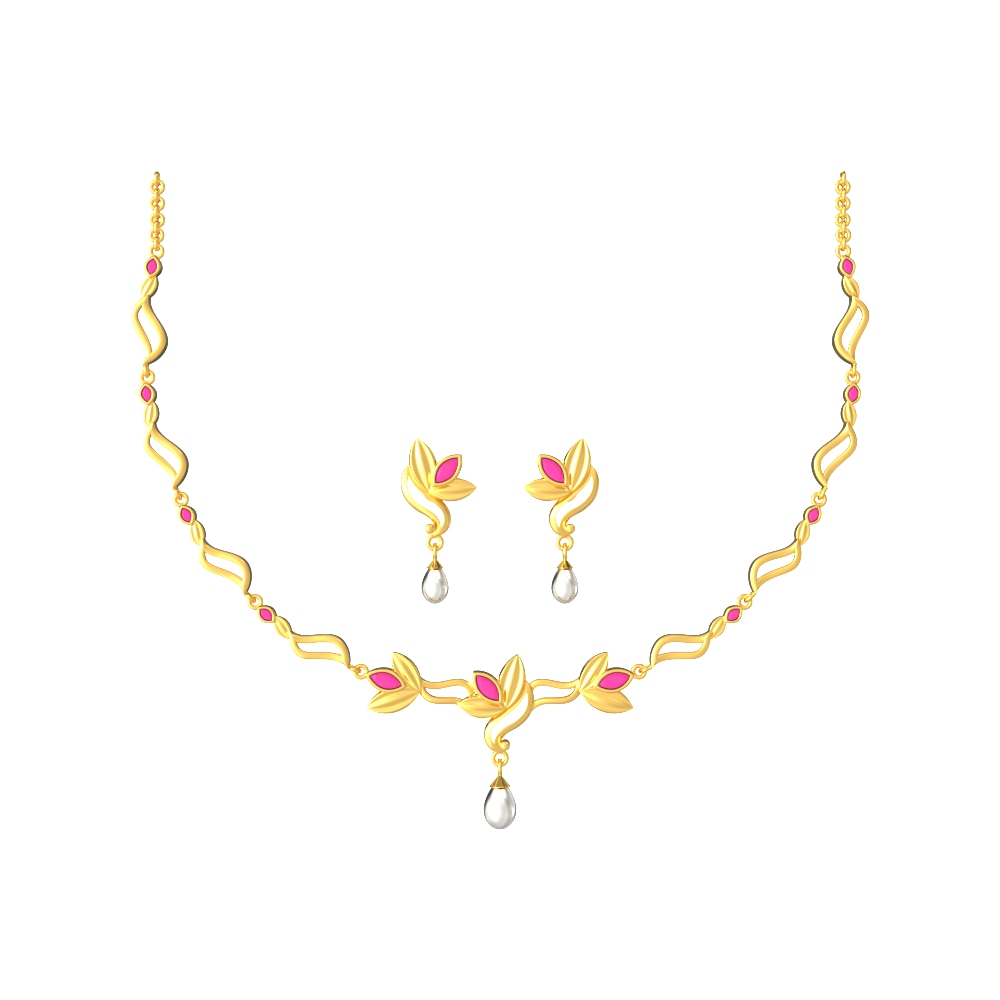 Golden-Leaflet-Necklace-Set
