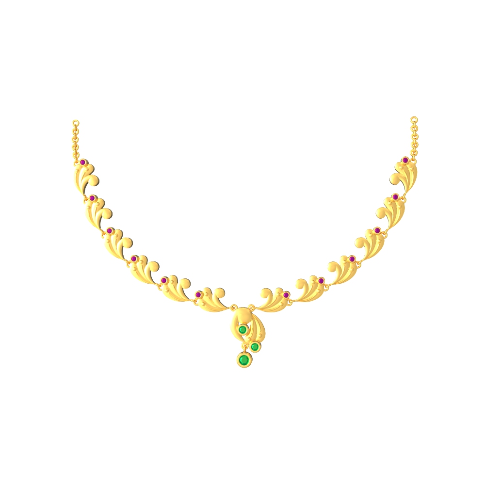 Leaf-Adorned-Gold-Necklace-Set-New