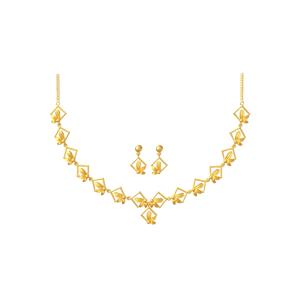 Blooming gold flower necklace set