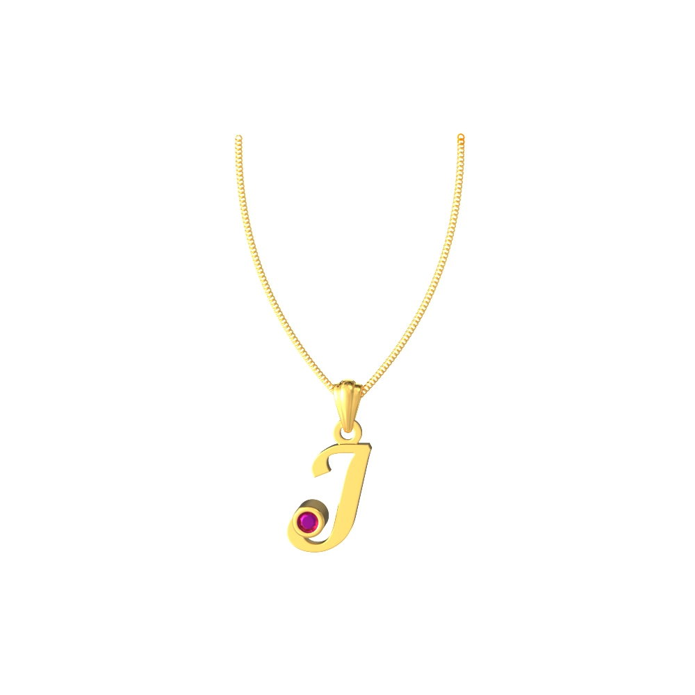 J Initial Stone Pendant