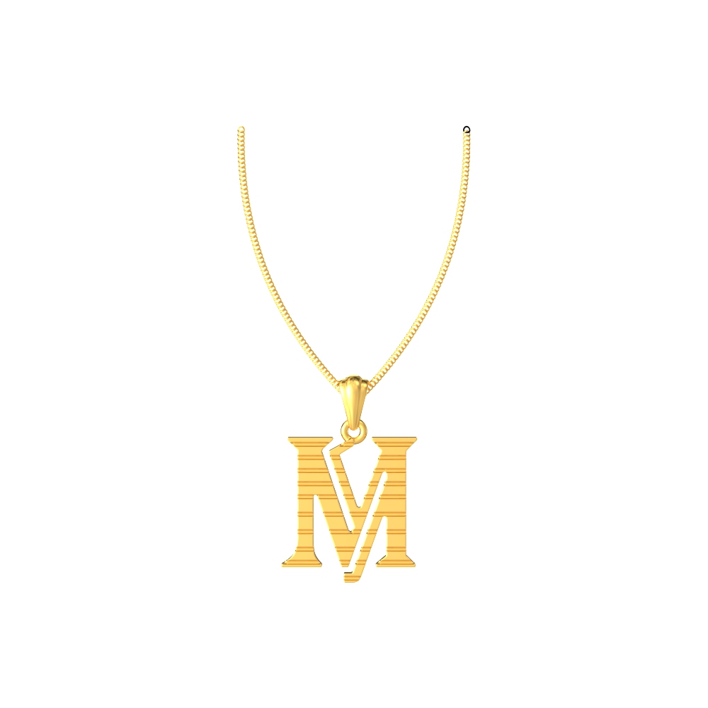 M initial alphabet gold pendant