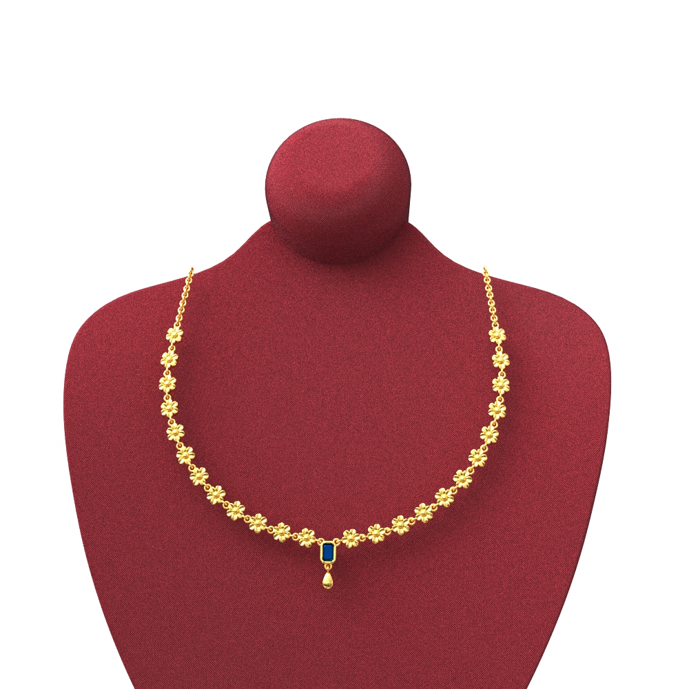 Ornate Flower Design Gold Necklace chennai