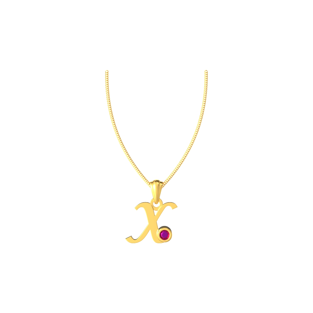 X Initial Pendant with Gemstone