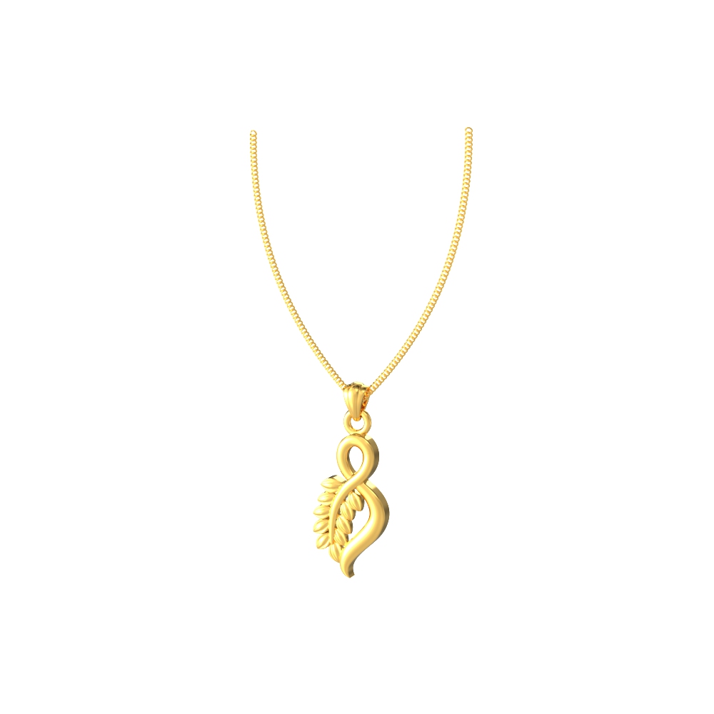 Delicate gold leaf charm pendant with fine detailing and a subtle design