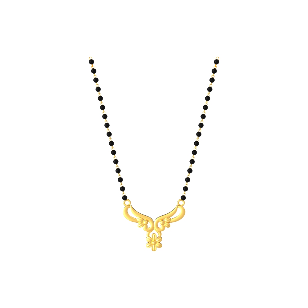 Simple gold mangalsutra with a minimalist pattern design, ideal for a modern and understated look