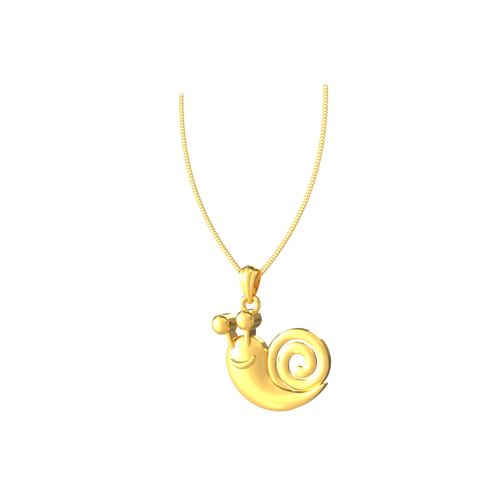 Fun gold pendant featuring a playful snail charm, designed for children’s jewellery