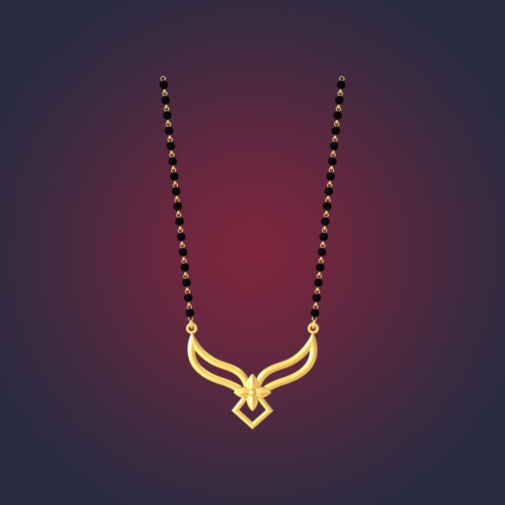 Gold Mangalsutra with Intricate Flower