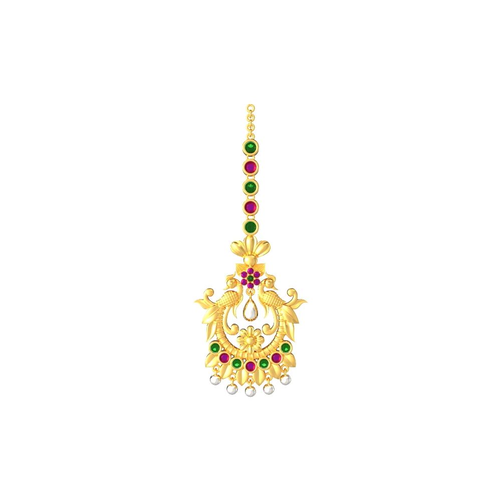 Peacock Design Gold Tikka